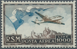 16010 San Marino: 1951, Airmail 1000 L. Blue And Brown, Mint Never Hinged, Fine, Certificate Enzo Diena - Neufs