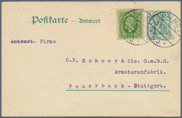 16024 Schweden: 1911, Germany: 5 Pf Germania Postal Stationery Reply Card, Reply-part Uprated With Sweden - Neufs