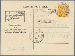 16033 Schweden: 1925, Flugpostkarte "Malmoe (Suède)-Paris Frankiert Mit 35 Öre Orangegelb Posthorn. - Neufs