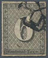 16039 Schweiz - Zürich: 1843, 6 Rappen Schwarz, Sauber Gest. Vollrandiges, Farbfrisches Exemplar, Unsignie - 1843-1852 Kantonalmarken Und Bundesmarken