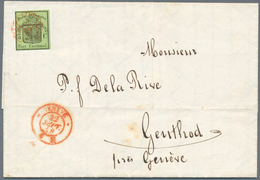 16042 Schweiz - Genf: 1846 "Großer Adler" 5 C. Schwarz/gelbgrün, Gebraucht Auf Faltbrief 1848 Von Genf Nac - 1843-1852 Kantonalmarken Und Bundesmarken