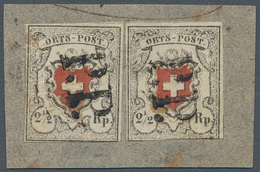 16046 Schweiz: 1850, Schweizer Wappen "ORTS-POST", Zwei Sauber "P.P." Gestempelte Exemplare Auf Attraktive - Ungebraucht