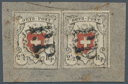 16046 Schweiz: 1850, Schweizer Wappen "ORTS-POST", Zwei Sauber "P.P." Gestempelte Exemplare Auf Attraktive - Nuovi