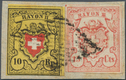 16052 Schweiz: 1850#/1852:10 Rp (Stein B) Und 15 Cts, Je Farbfrisch Und Voll- Breitrandig Auf Dekorativem - Neufs