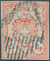 16062 Schweiz: 1852: 15 Rp. Rayon III Mit Kleinen Wertziffern, Type 5, Entwertet Mit Blauer, Eidg. Raute. - Neufs