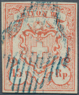 16062 Schweiz: 1852: 15 Rp. Rayon III Mit Kleinen Wertziffern, Type 5, Entwertet Mit Blauer, Eidg. Raute. - Nuovi