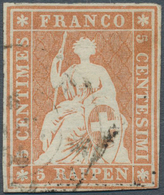 16065 Schweiz: 1854, 5 R. Sitzende Helvetia Im Münchner Druck (Zu. 22Aa) Attest Rellstab BPP "Echt. Sauber - Ungebraucht