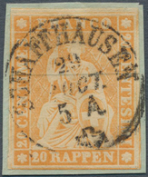 16073 Schweiz: 1856, 20 Rp. Orangegelb, Mischtype, Attest Weid "No. 16 II Bym Auf Briefstück Jedoch Druck - Nuovi