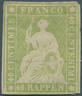 16074 Schweiz: 1854/1863: 40 Rp. Münchner Druck, 3. Druckperiode Auf Dünnem Münchener Papier Mit Grünem Se - Nuovi