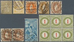 16087 Schweiz: 1862-1907: Gruppe Von 14 Marken Ab 'Sitzende' 1 Fr. Mit Aufdruck "AUSSER KURS" Bis Zu 3 Geb - Neufs