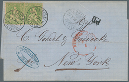 16088 Schweiz: 1870, 25 Rp. Gelblichgrün, 2 Farbfrische Werte (unten Scherentrennung) Als Portogerechte Me - Neufs