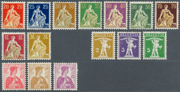 16101 Schweiz: 1908-11 Sitzende Helvetia; Tellknabe Und Helvetia Brustbild, Die Kompleten 15 Werte Als "SO - Nuovi