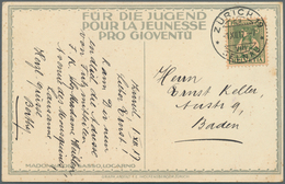 16105 Schweiz: 1917, 5 Rp. Pro Juventute Auf Sonderkarte Als Bedarf Ab ZÜRICH 1. XII. 17 Vom Ersttag. - Neufs
