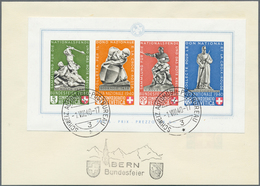 16113A Schweiz: 1940, Block "Bundesfeier (Pro Patria) Denkmäler (Faltblatt)" Mit SST "SCHWEIZ-AUTOMOBIL-POS - Ungebraucht