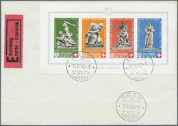 16117 Schweiz: 1940 Pro Patria-Block Auf Unadressiertem Umschlag, übergehend Gestempelt "HORW 19.VI.40", I - Neufs