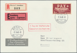 16122C Schweiz: 1945, "Ausgabe Zum Waffenstillstand 1945", 5 C. - 10 Fr. Pax, Traumhaft Schöne FDC-Serie Au - Neufs