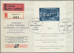 16124 Schweiz: 1945, Wohlfahrt-Ausgabe 3+7 Fr. Auf Eilboten/R-Brief Und Gutem Italienischem SST "Giornata - Ungebraucht