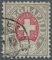 16138 Schweiz - Telegrafenmarken: 1868: 25 C Grau/lilarot (SBK 1 = 700 CHF), Signiert Moser - Telegrafo