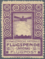 16144 Schweiz - Halbamtliche Flugmarken: 1913: 50 C Grauviolett, Langenau I E - Bern, Ungebraucht Mit Orig - Oblitérés