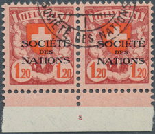 16148 Schweiz - Völkerbund (SDN): 1924, Wappen 1.20 Fr. Mit Aufdruck 'SOCIETE DES NATIONS' M Waagr. Paar V - ONU