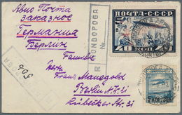 16180 Sowjetunion: 1930, 40 K Blue Zeppelin, Perf. 12 1/2, Together With 5 K On 3 R Blue Airmail Stamp, Mi - Lettres & Documents