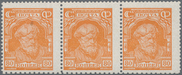 16187 Sowjetunion: 1927, 80 K. Orange Als Postfrischer 3-er Streifen Mit Der Zähnungsabart "13 1/2 : 13 1/ - Storia Postale