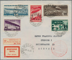 16189 Sowjetunion: 1931, Building Of Airships Complete Imperforated Set Of Five On Registered Airmal From - Lettres & Documents