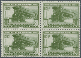 16191 Sowjetunion: 1932, 80kop. Steam Engine, BLOCK OF FOUR, Unmounted Mint (one Stamp Slight Adhesions). - Briefe U. Dokumente
