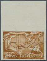 16214A Sowjetunion: 1943, 2 Rbl. Behring, Top Marginal Imperforated Copy, C.t.o. - Brieven En Documenten
