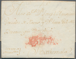 16243A Spanien - Vorphilatelie: 1774 (17 May) Cadiz To Guatemala. Mark "ESPANA" Linear In Red Applied In La - ...-1850 Prefilatelia