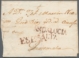 16244A Spanien - Vorphilatelie: 1775 (circa) To Guatemala. Marks "ANDALUCIA / ALTA" Of Seville And "ESPANA" - ...-1850 Préphilatélie