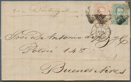 16248 Spanien: 1873 'King Amadeo I.' 40c And 40c On Entire Letter From Cadiz To Buenos Aires, Argentina Vi - Oblitérés