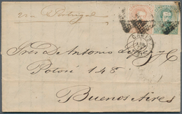 16248 Spanien: 1873 'King Amadeo I.' 40c And 40c On Entire Letter From Cadiz To Buenos Aires, Argentina Vi - Usati