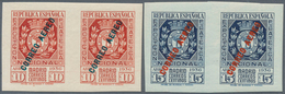 16259 Spanien: 1936, Philatelic Exhibition Airmails, 10c. Red And 15c. Blue, Horiz. Pairs, Unmounted Mint. - Oblitérés