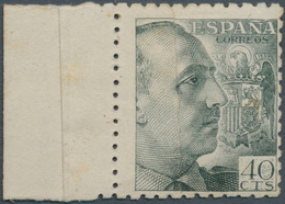 16264 Spanien: 1939, General Franco 40 C. With Sheet Margin At Left And Vertical Glued Paper Web, Unused, - Oblitérés