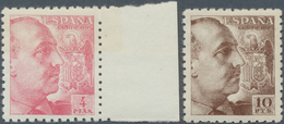 16265 Spanien: 1940, General Franco 4 PTAS Pink And 10 PTS Red-brown, Perforated 9 3/4: 10 1/4, Faultlessl - Oblitérés