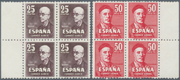 16266 Spanien: 1947. Complete Airmail Set 25p Falla And 50p Zuloaga In Margin Blocks Of 4. Mint, NH. (Sc # - Oblitérés