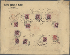 16270 Spanische Post In Marokko: 1918, 10 X 1 Pta Lilac And 10 C Red, Mixed Franking On Large Size Value L - Spanish Morocco