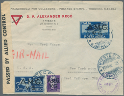 16281 Triest - Zone A: 1946, 10 L Violet, 10 L Dark Blue Express Stamp And 25 L Blue Airmail Stamp, Mixed - Neufs