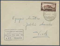 16283 Triest - Zone A: 1949, Singel Franking 100 Lire Deep Brown With Red Imprint "A.M.G.-F.T.T." On Rare - Nuovi