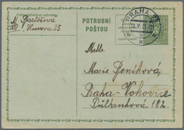 16296 Tschechoslowakei - Ganzsachen: 1935, 90 H Green Pneumatic Psc, Used As Intended With Full Message On - Cartes Postales