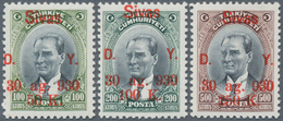 16338 Türkei: 1930, Sivas Railway Three Top Values Mint Never Hinged With Original Gum, Very Fine And Scar - Briefe U. Dokumente