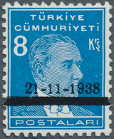 16344 Türkei: 1938, 8 Krs. Light Blue Atatürk Mourning Issue, Mint Never Hinged, Very Fine And Rare Stamp, - Lettres & Documents