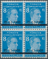 16347 Türkei: 1938, 8 Krs. Light Blue Atatürk Mourning Issue Block Of Four, Mint Never Hinged, Very Fine R - Lettres & Documents
