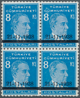 16347 Türkei: 1938, 8 Krs. Light Blue Atatürk Mourning Issue Block Of Four, Mint Never Hinged, Very Fine R - Briefe U. Dokumente