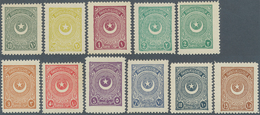 16349 Türkei: 1924, Star & Crescent Second Issue Perf. 10 3/4 On Thick Paper, Complete Set Of 11 Values, M - Lettres & Documents