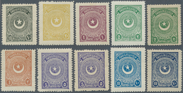 16351 Türkei: 1924, Star & Crescent Third Issue Perf. 12 On Thick Paper, Complete Set Of 10 Values, Mint N - Lettres & Documents