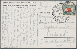16418 Ungarn - Portomarken: 1932, 50 F. Tied Unclear On Inbound Ppc To Budapest, NGL Steamer "Europa" Card - Portomarken