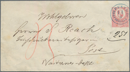 16424 Ungarn - Ganzsachen: 1871, 5 Kr Red Franz-Josef Pse, Uprated With 3 Kr Green, Tied By Blue Single Ci - Entiers Postaux