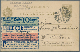 16427 Ungarn - Ganzsachen: 1907, 5 F Olive Postal Stationery Card With Multicolored Advertising On Both Si - Entiers Postaux